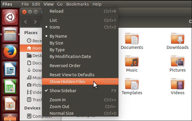 Показать скрытые файлы в Ubuntu