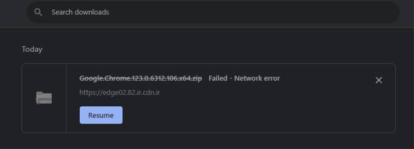 Возобновление прерванной загрузки в Chrome