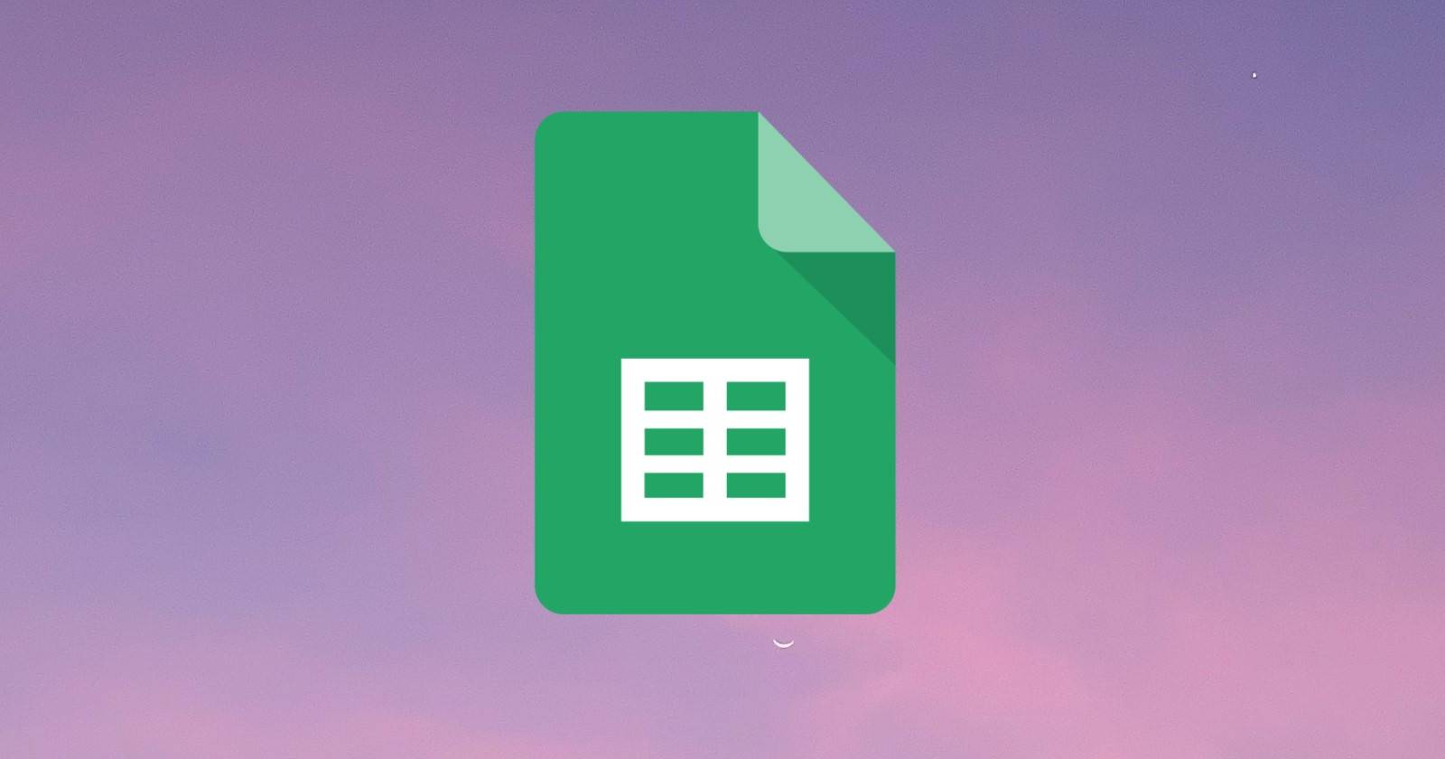 Плавающий логотип Google Таблицы на фиолетово-розово-оранжевом градиентном фоне
