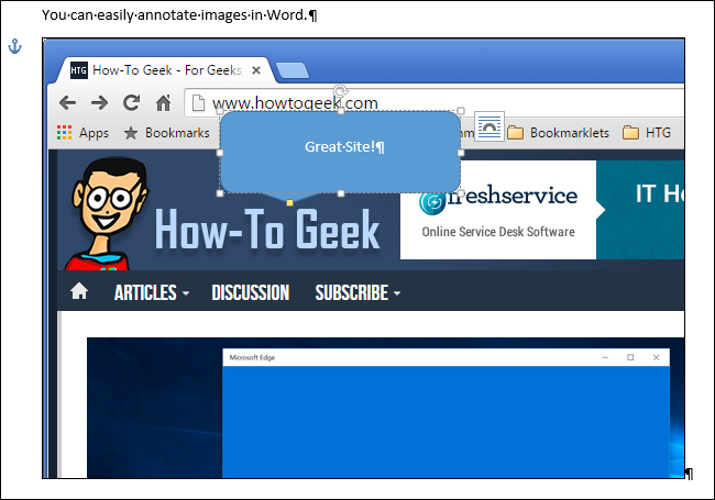 Ввод текста в выноску на изображении