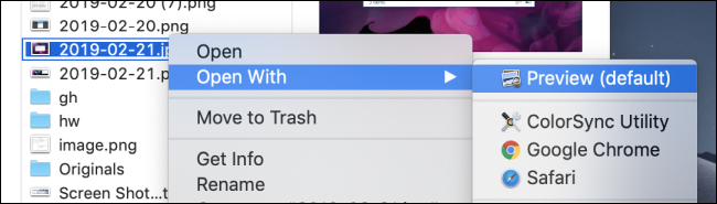 Открытие изображения в Preview на macOS