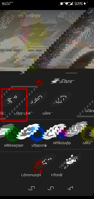 Меню «Поделиться через» с Viddit