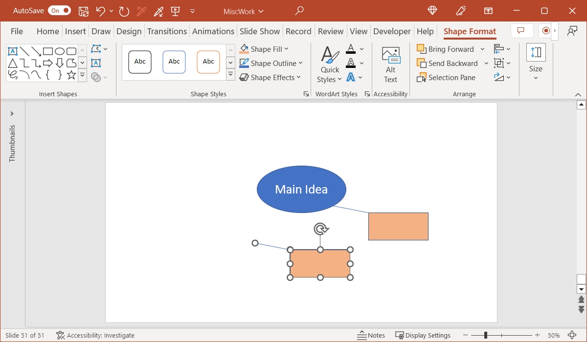 Shape and line copied for a mind map
