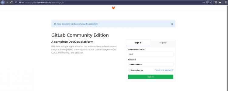 Страница входа GitLab