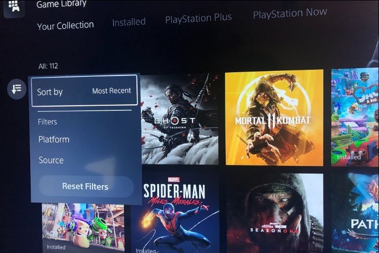 Фильтры PS5 для сортировки библиотеки игр