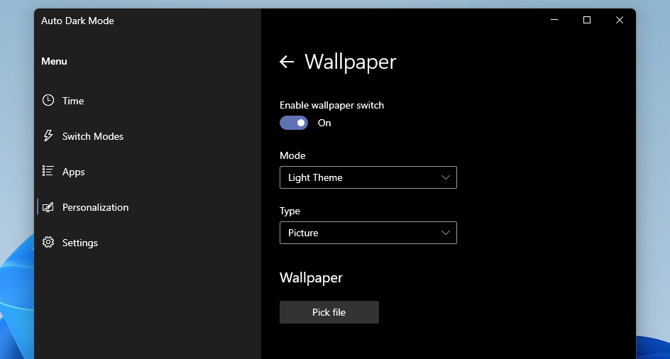 The Enable wallpaper switch option 