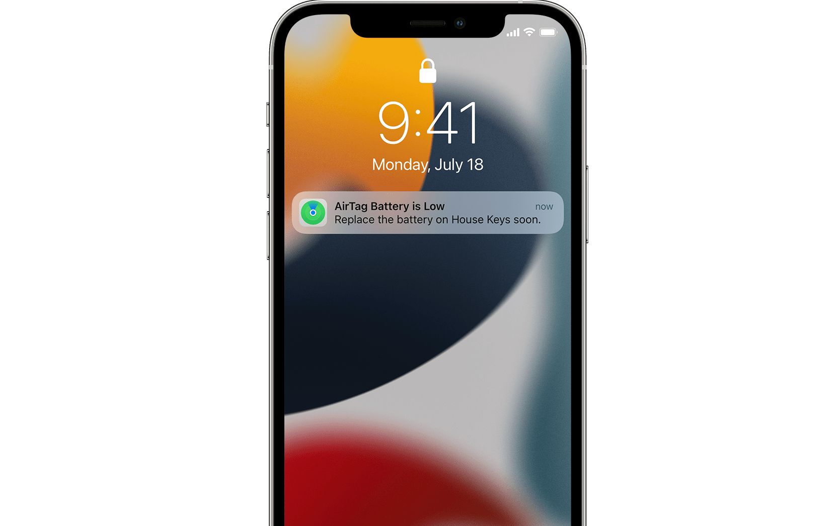 Уведомление iPhone о низком заряде батареи AirTag