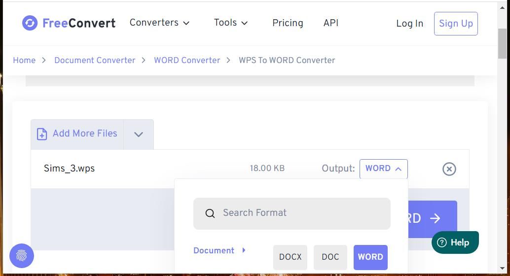 Выпадающее меню Output