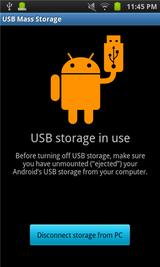 Фото: экран с опцией отключения USB-хранилища
