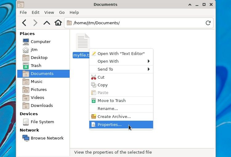 XFCE-file-context-menu