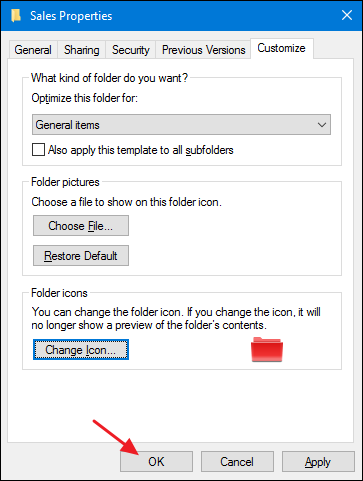 Нажмите ОК чтобы выйти из окна свойств