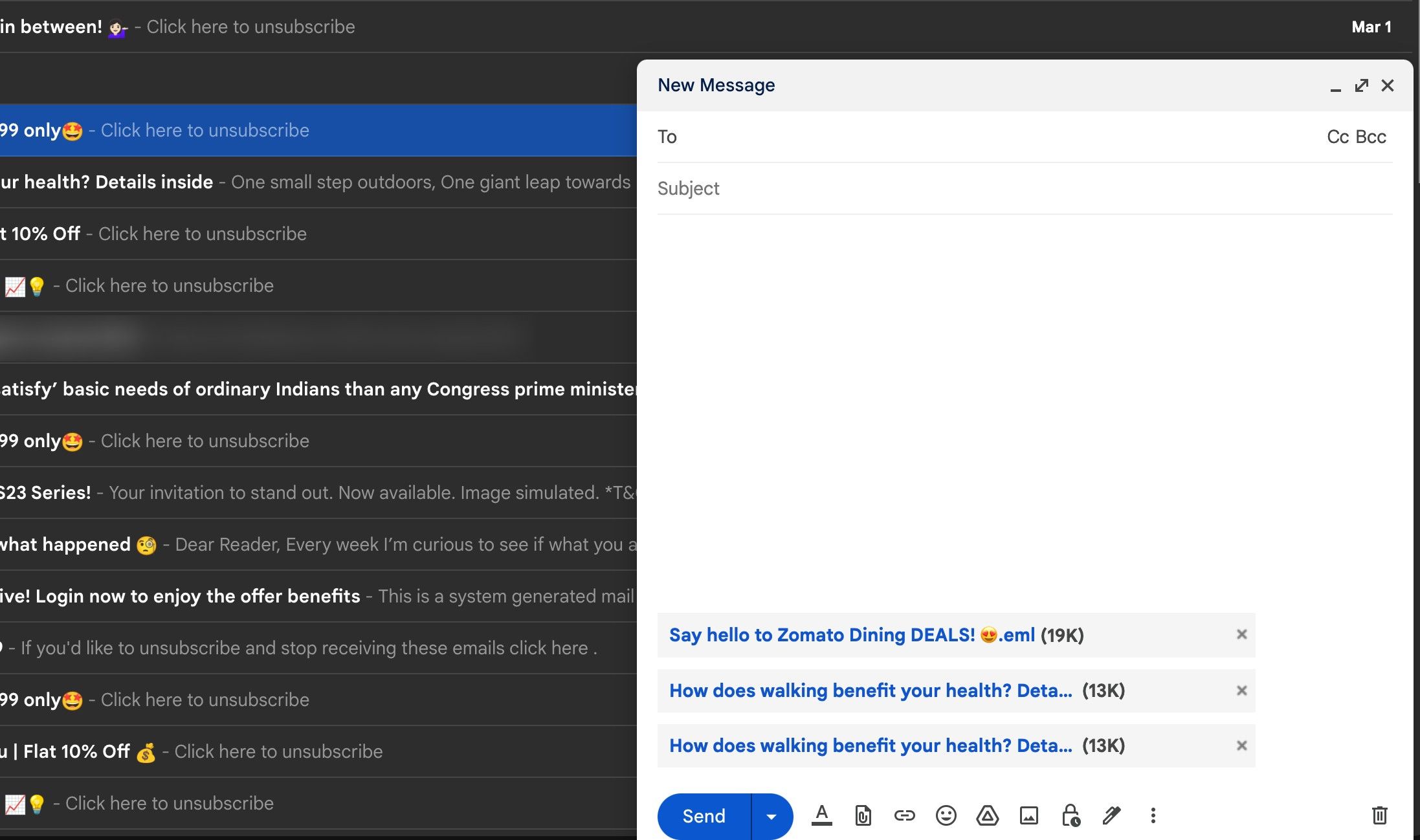 Отправка писем как вложений в Gmail