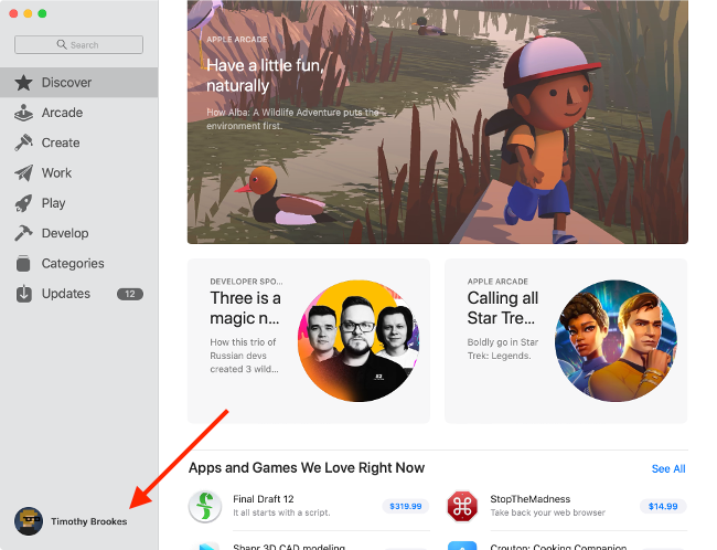 Предпочтения Apple ID в Mac App Store