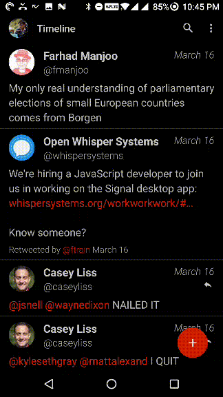 Смена вкладок с помощью свайпов
