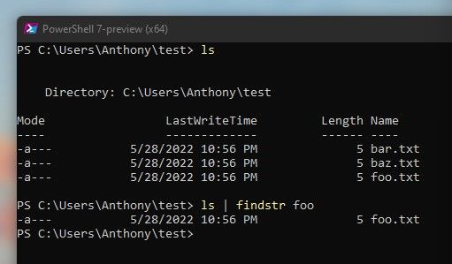 Пример использования findstr с регулярным выражением
