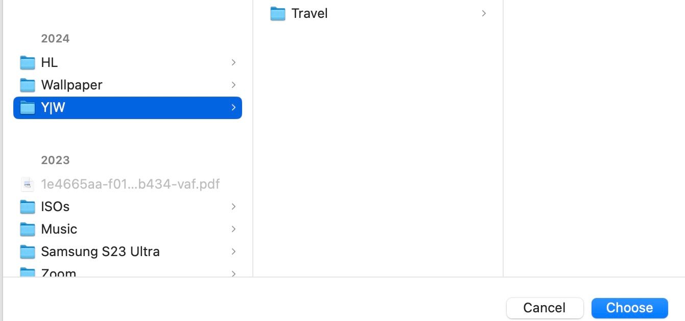 Выбор папки для исключения из поиска Spotlight на Mac.