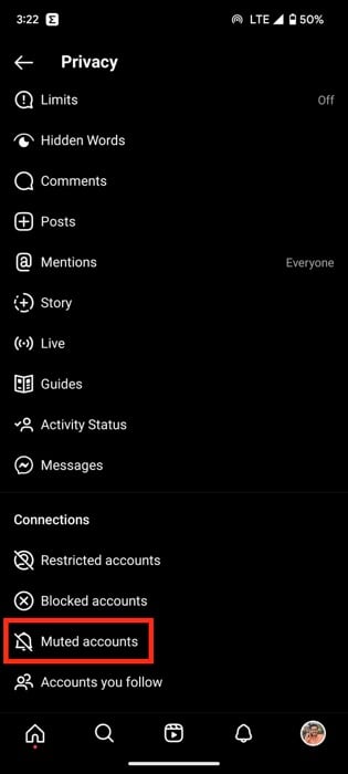 instagram muted accounts