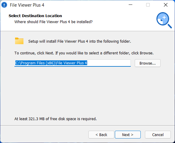Выбор папки установки
