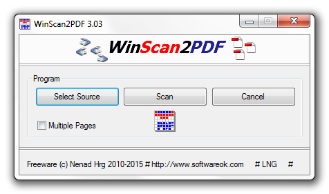 WinScan2PDF: простое окно приложения для сканирования в PDF