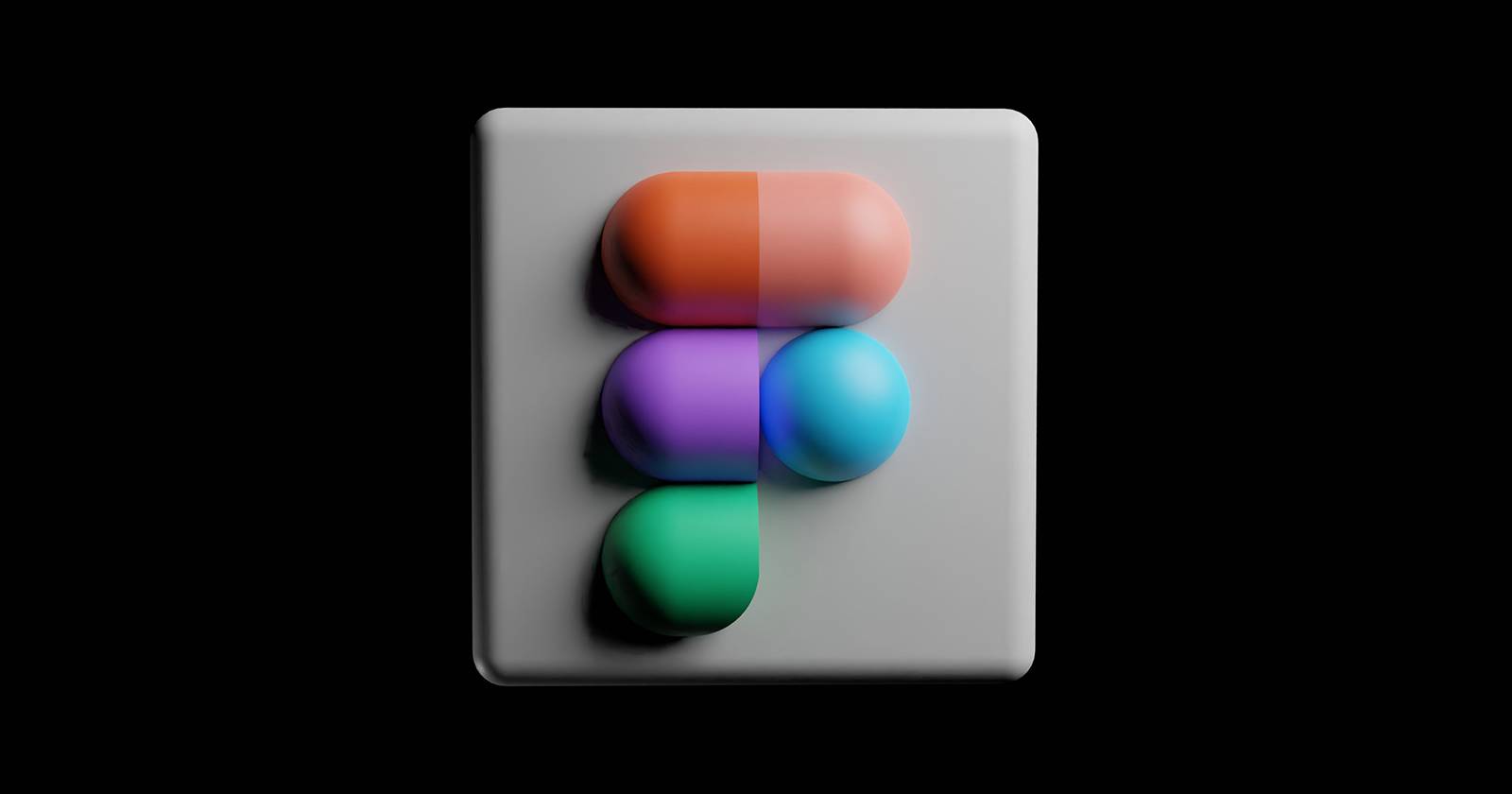 Figma логотип в 3D на белой плиточной и чёрной фоновой текстуре.