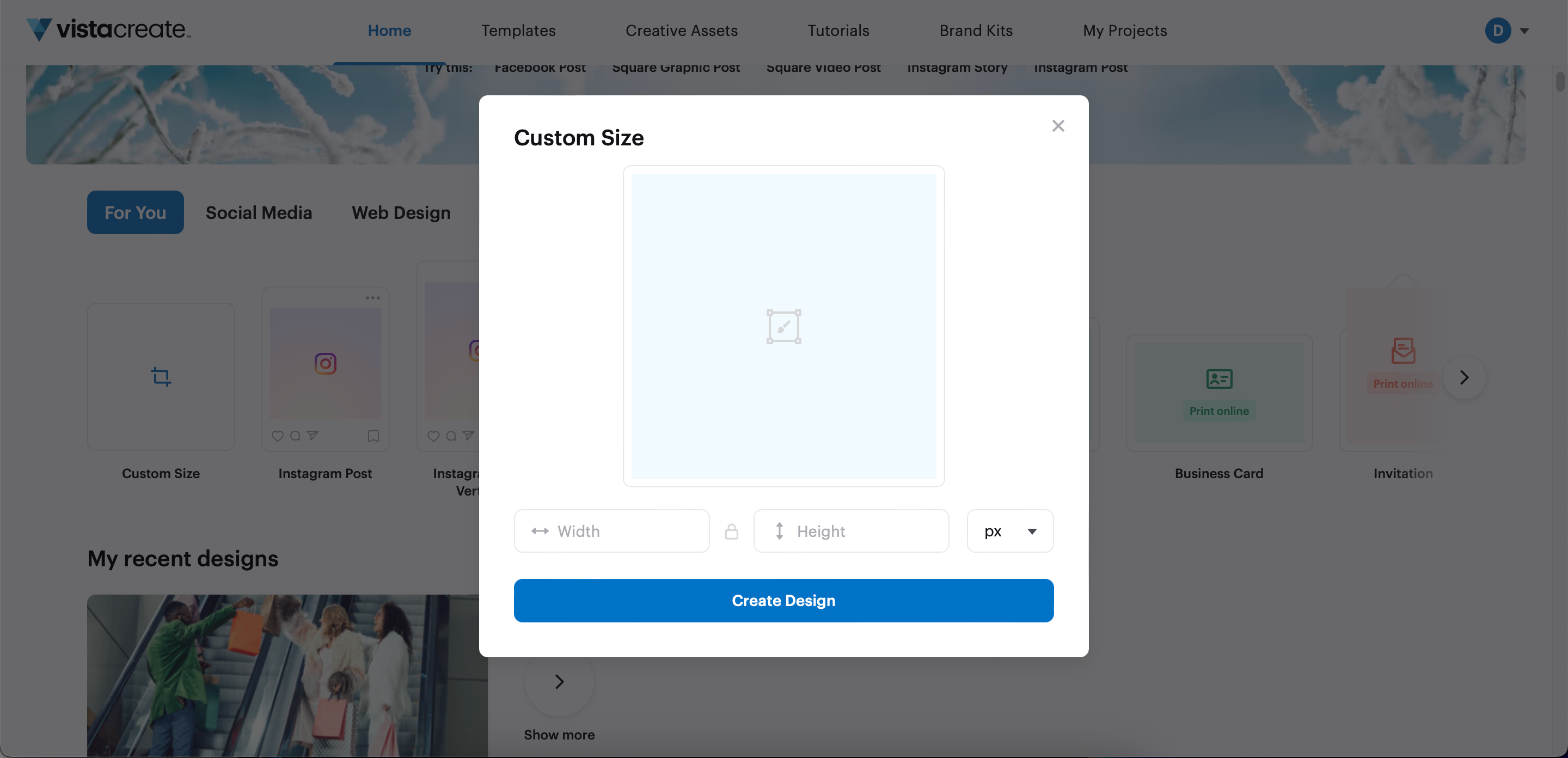 Добавление пользовательских размеров в VistaCreate