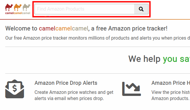 Вставьте URL товара Amazon в строку поиска Camelcamelcamel
