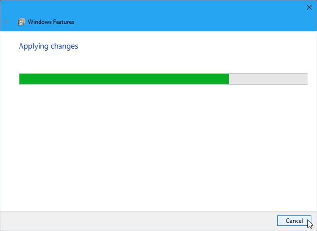 Применение изменений: прогресс-бар 'Применение изменений'.