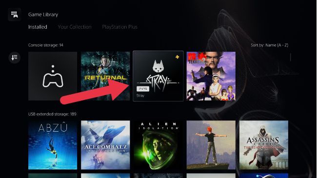 Выделенная игра PS5 в библиотеке