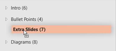Перетаскивание раздела для изменения порядка