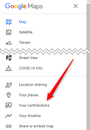 Опция «Ваш вклад» в меню Google Maps