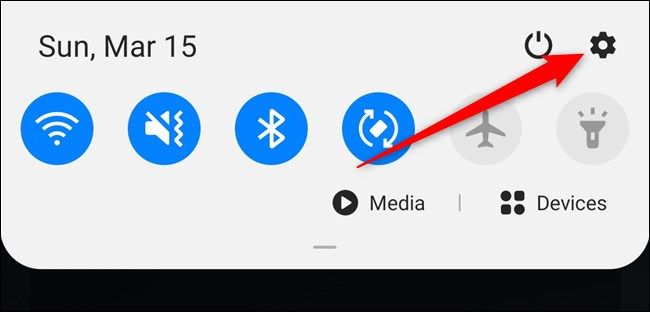 Samsung Galaxy S20 Open the Notification Shade and then Select the Settings Gear