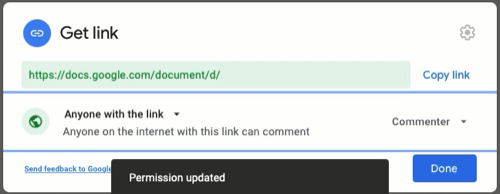 Обновлённые настройки доступа по ссылке