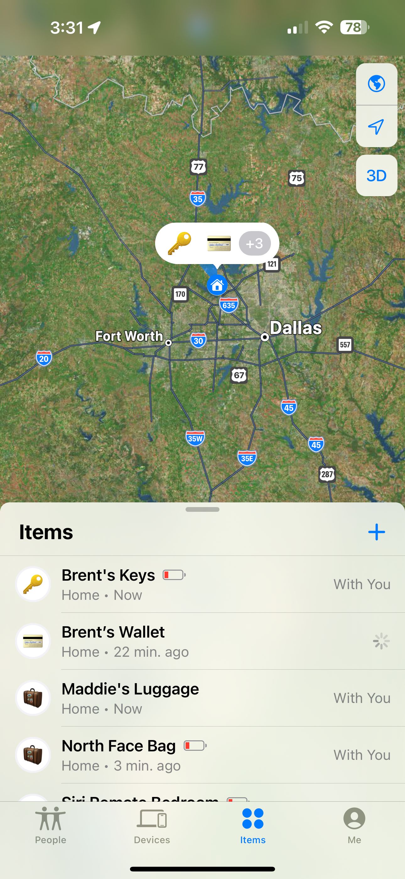 вкладка Локатор items