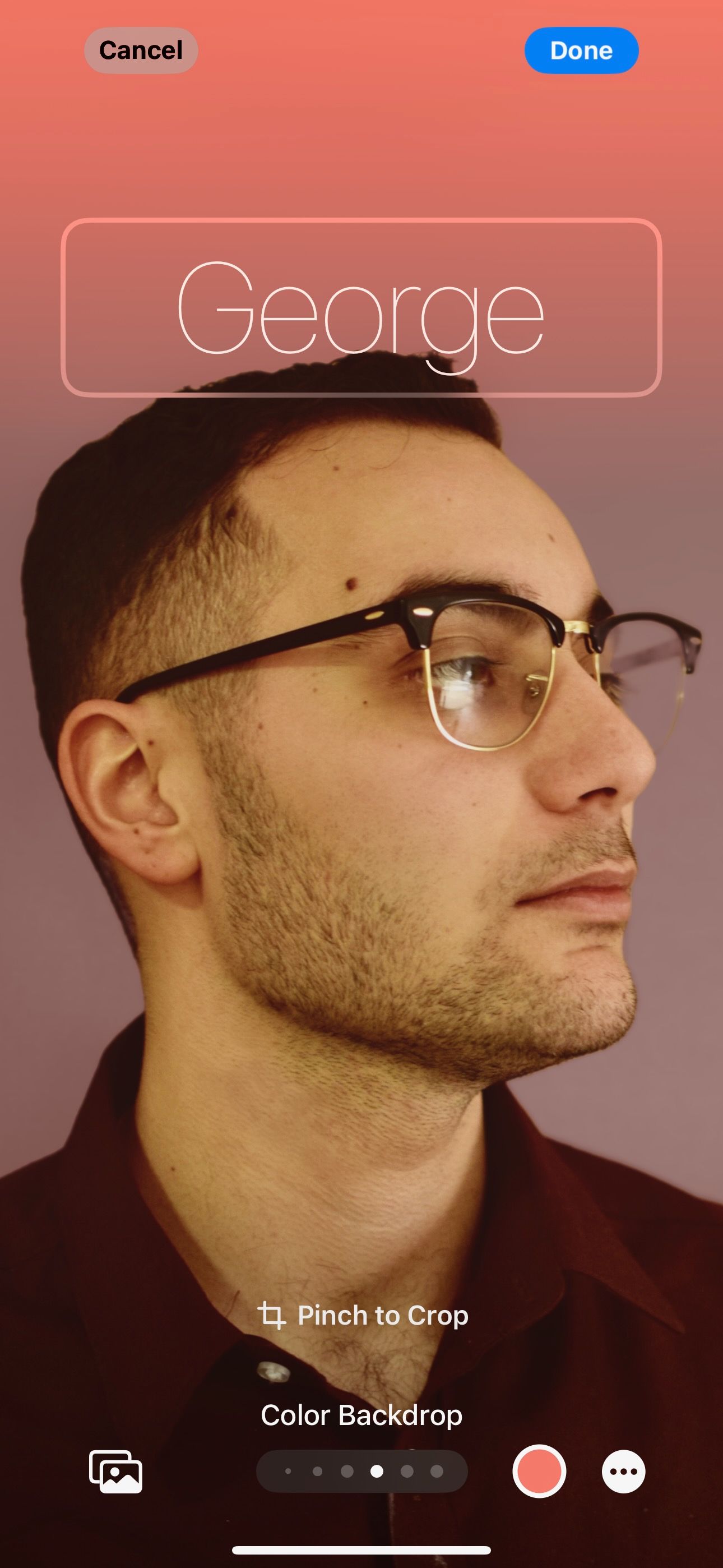 Настройка плаката контакта iPhone: Цветной фон