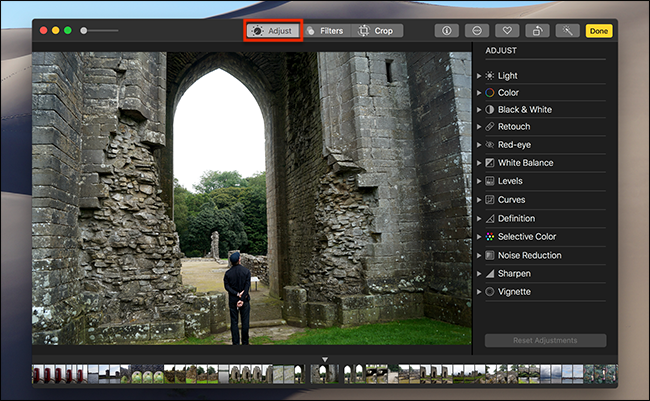 Режим редактирования: темная рамка вокруг фото