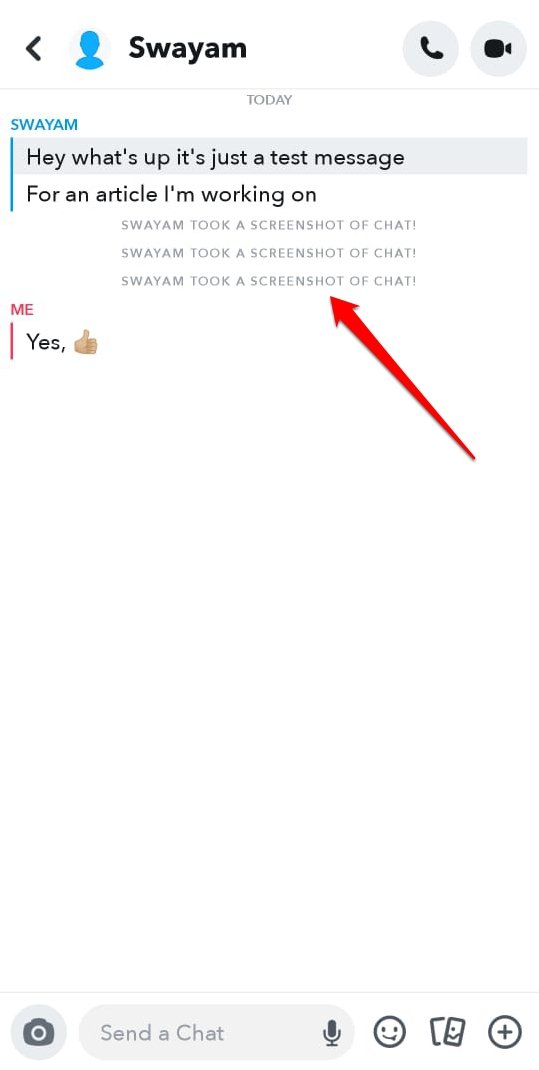 Скриншот сообщения в Snapchat сохранён в галерее