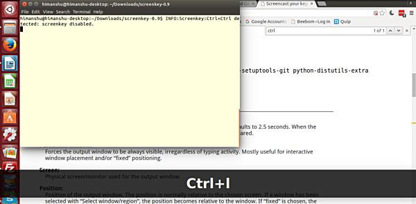 Screenkey — видимые нажатия клавиш для screencast