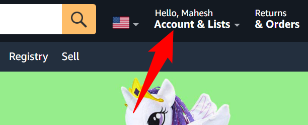 Выберите «Аккаунт и списки» в правом верхнем углу.