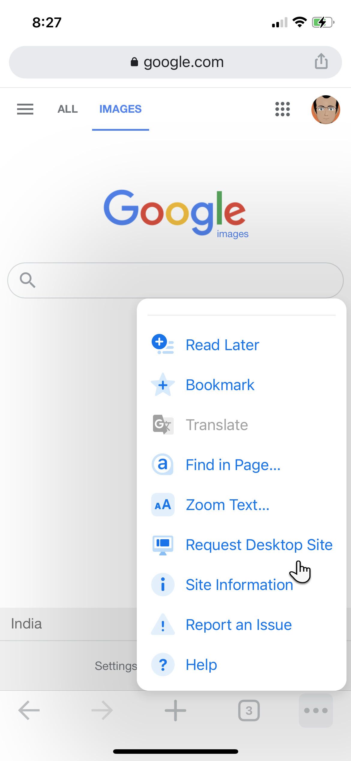 Запросить версию для ПК в Chrome на мобильном