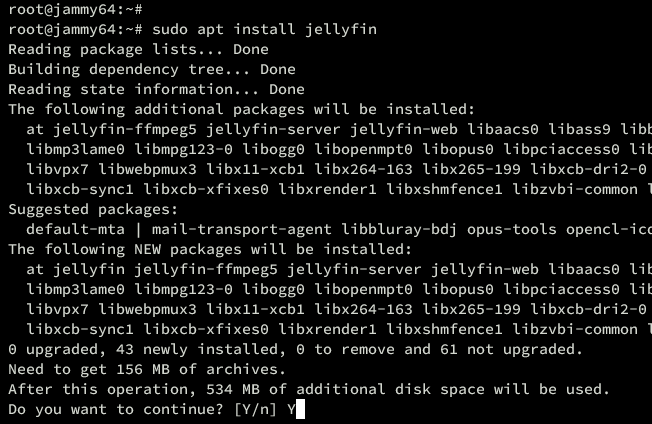 Установка пакета jellyfin через apt