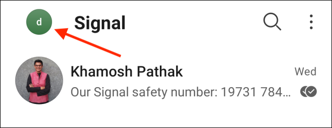 Откройте профиль в Signal на Android