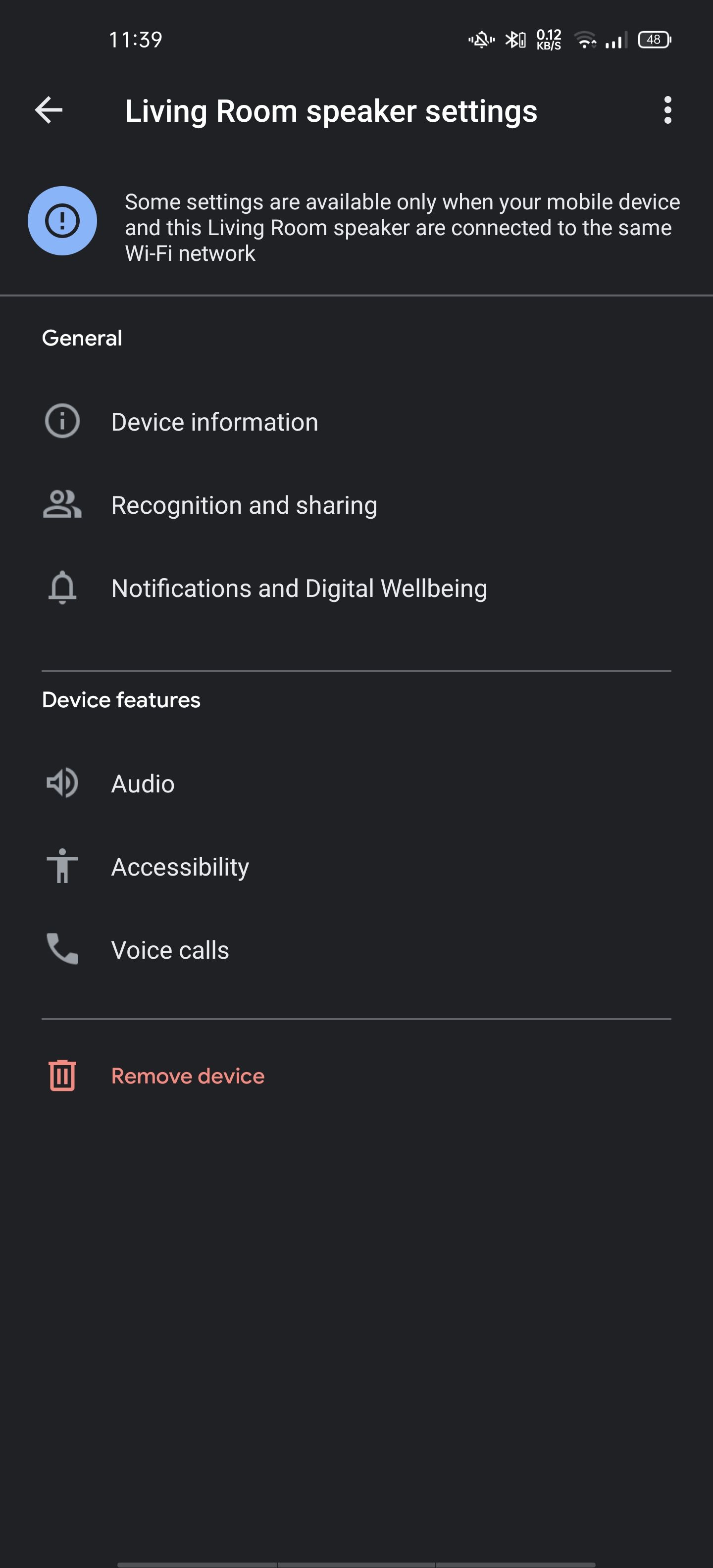 google home device menu