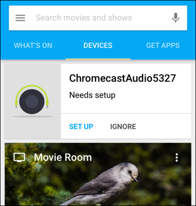 Скриншот вкладки Devices в приложении Google Cast