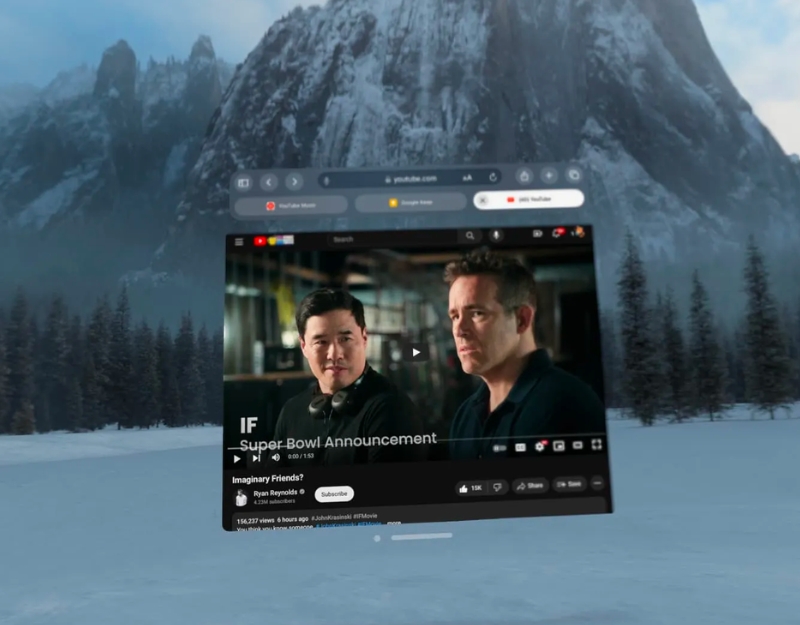YouTube en el navegador Safari dentro de Apple Vision Pro