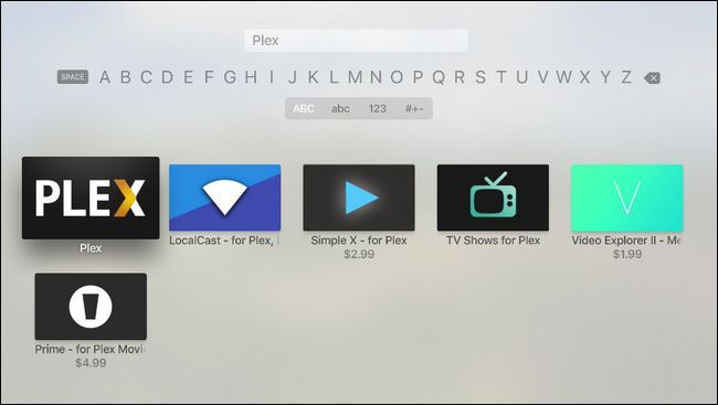 Результат поиска Plex в App Store на Apple TV