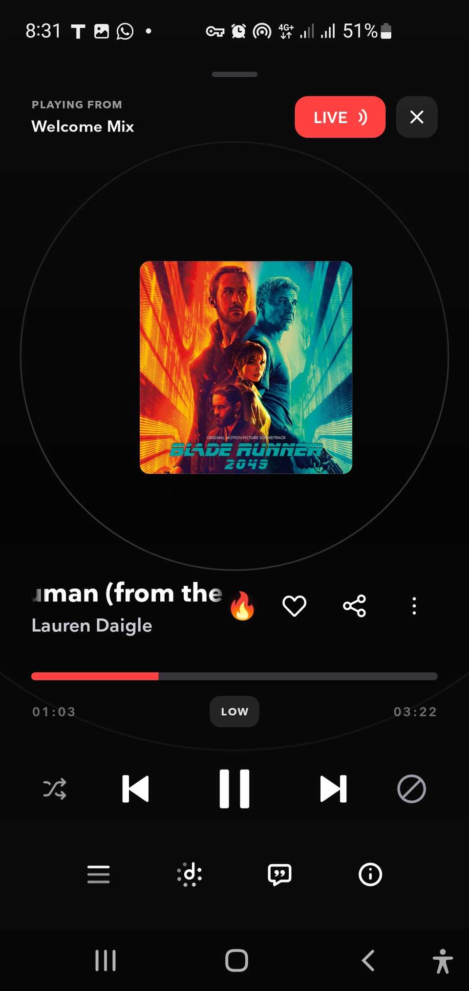 Tidal: трек Lauren Daigle и статус Live