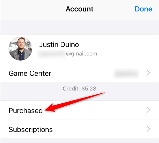 Раздел Покупки в App Store на iPhone