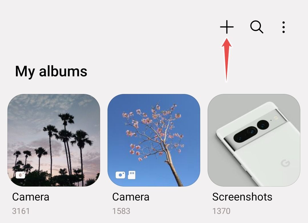 Create button in Samsung Gallery