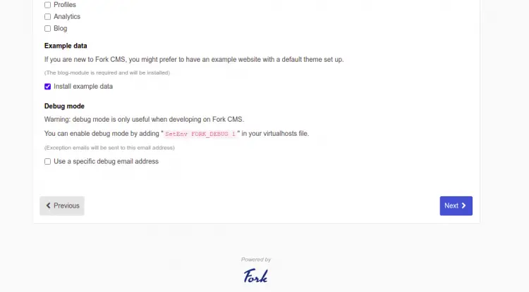 Выбор модулей для установки