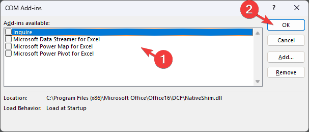 Удаление надстроек в Excel